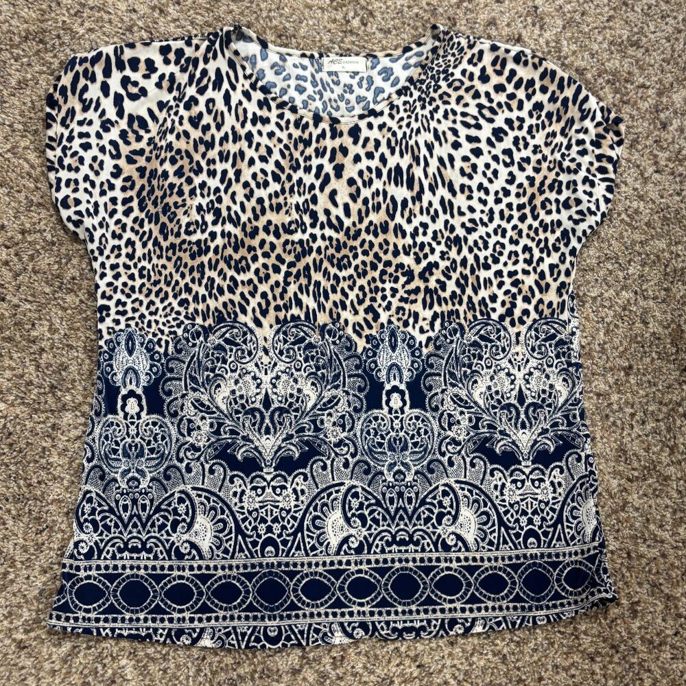 Women's Embellished Short Sleeve Blouse - Women's Size XL - 2188